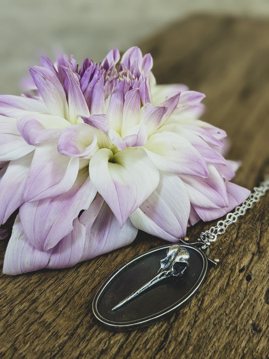 Handmade Sterling Silver Hummingbird Skull Pendant